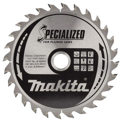 Makita Invalcirkelzaagblad voor Hout | Specialized | Ø 160mm Asgat 20mm 28T - B-09260