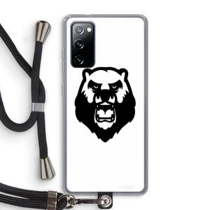 Angry Bear (white): Samsung Galaxy S20 FE / S20 FE 5G Transparant Hoesje met koord
