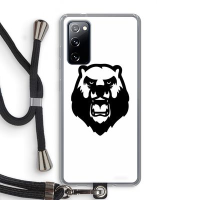 Angry Bear (white): Samsung Galaxy S20 FE / S20 FE 5G Transparant Hoesje met koord