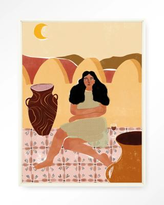 Urban Cotton Wandkleed 'Paradise Found' 80 x 110cm in Floating Frame - off white