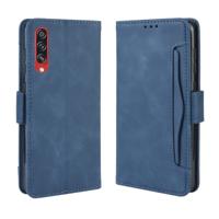 Voor Galaxy A90 5G portemonnee stijl huid voelen kalf patroon lederen draagtas met aparte kaartsleuf (blauw)