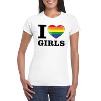 I love girls regenboog t-shirt wit dames 2XL  -