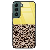 Samsung Galaxy S22 Plus glazen hardcase - Luipaard geel