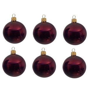 Decoris kerstballen - 6x st - donkerrood - 8 cm - glas - kerstversiering