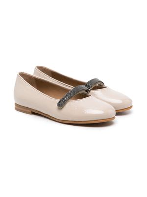 Brunello Cucinelli Kids ballerines à ornements métallisés - Tons neutres
