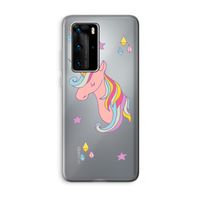 Roze eenhoorn: Huawei P40 Pro Transparant Hoesje
