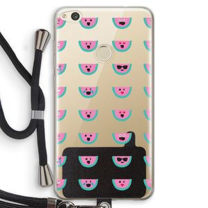 Smiley watermeloenprint: Huawei Ascend P8 Lite (2017) Transparant Hoesje met koord