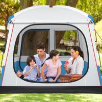 Tent voor 5 Personen Campingtent met Grote Netdeur Netramen en Grondzeil Waterdicht Koepeltent voor Trekking Kamperen Blauw + Wit