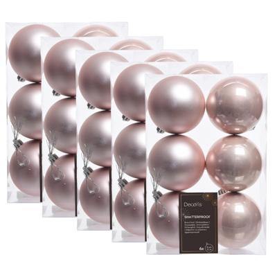 Decoris Kerstballen - 30x st - lichtroze - D8 cm - kunststof - kerstversiering Decoris Kerstballen - 30x st - lichtroze - D8 cm - kunststof - kerstversiering