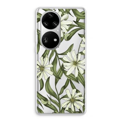 Wit bloemenpatroon: Huawei P50 Pro Transparant Hoesje