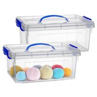 Opslagbox met deksel - 2x - transparant blauw - 8.5 liter - 36 x 26 x 15 cm - kunststof