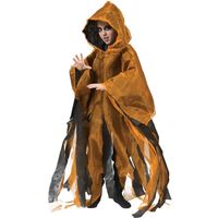 Funny Fashion Halloween verkleed cape/gewaad met kap - Spook/geest - Oranje - Voor kinderen One size  -