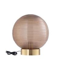 PTMD Korrin Brown embossed rib glass table lamp ball L