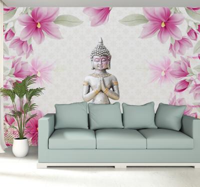 Zen ruimte fotobehang boeddha met bloemen