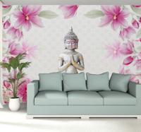 Zen ruimte fotobehang boeddha met bloemen