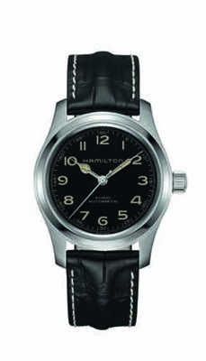 Horlogeband Hamilton H70605731 / H001.70.605.731.01 Leder Zwart 22mm