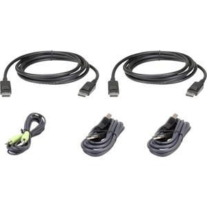 ATEN KVM Aansluitkabel [1x DisplayPort stekker, USB-A 2.0 stekker, Jackplug male 3,5 mm - 1x USB 2.0 bus B, Jackplug male 3,5 mm, DisplayPort stekker] 3.00 m