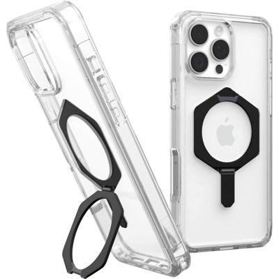 Urban Armor Gear Plyo XTE Backcover Apple iPhone 16 Pro Max Transparant, Zwart Inductieve lading, MagSafe compatible, Met standfunctie, Stootbestendig