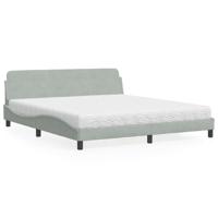 Bed met matras "Dover" fluweel lichtgrijs 180x200 cm