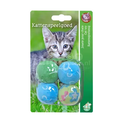 Boon Kattenspeelgoed Rammelbal Pluche Pastel 4st