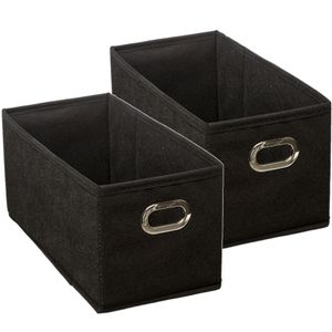 Set van 4x stuks opbergmand/kastmand 7 liter zwart linnen 31 x 15 x 15 cm