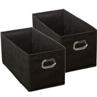 Set van 4x stuks opbergmand/kastmand 7 liter zwart linnen 31 x 15 x 15 cm - thumbnail