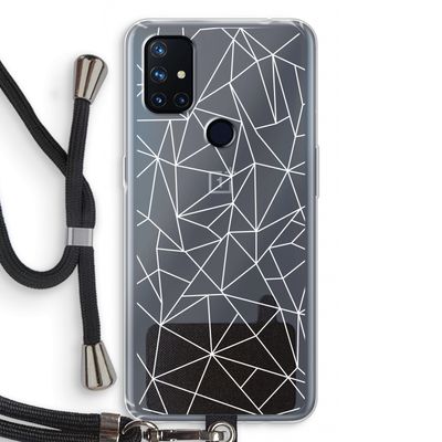 Geometrische lijnen wit: OnePlus Nord N10 5G Transparant Hoesje met koord