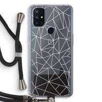 Geometrische lijnen wit: OnePlus Nord N10 5G Transparant Hoesje met koord