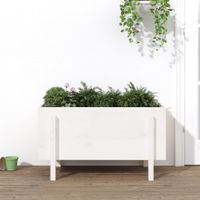 Plantenbak verhoogd 101x50x57 cm massief grenenhout wit