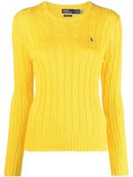 Polo Ralph Lauren pull en maille torsadée à motif Polo Pony - Jaune