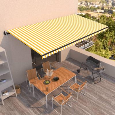 Luifel automatisch uittrekbaar 600x350 cm geel en wit