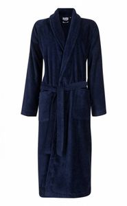 badjas unisex marineblauw met sjaalkraag