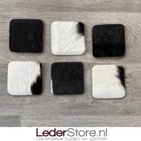 Koeienhuid onderzetters zwart wit 10x10cm