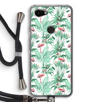Flamingo bladeren: Pixel 3a Transparant Hoesje met koord