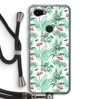 Flamingo bladeren: Pixel 3a Transparant Hoesje met koord