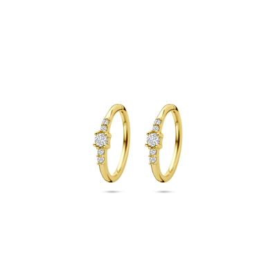 14k Geelgouden Oorringen met Zirkonia - 12 mm
