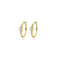 14k Geelgouden Oorringen met Zirkonia - 12 mm