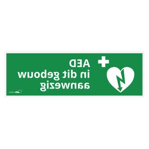 AED aanwezig sticker reverse 30x10