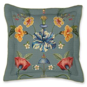 Pip Studio Botanico Verde Vierkant Sierkussen Blauw (45x45 cm)