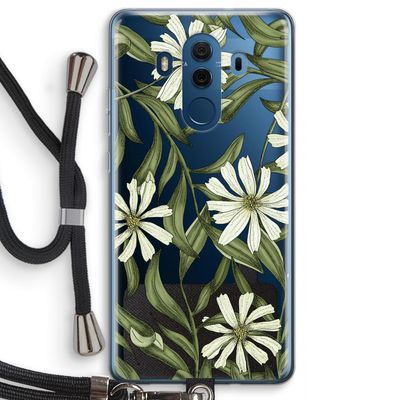 Wit bloemenpatroon: Huawei Mate 10 Pro Transparant Hoesje met koord