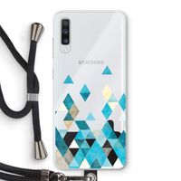 Gekleurde driehoekjes blauw: Samsung Galaxy A70 Transparant Hoesje met koord