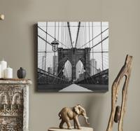 3D canvas schilderij Zwart-witte brooklyn bridge