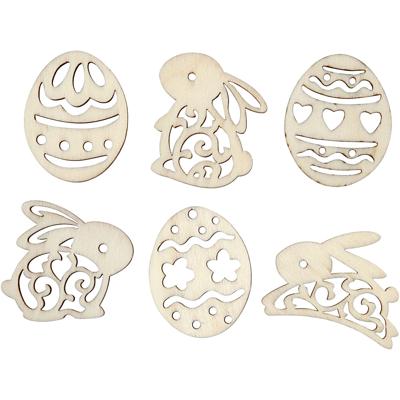Creativ Company Houten figuren, pasen, h: 40 mm, dikte 3 mm, 24 stuk/ 1 doos