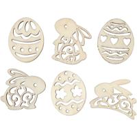 Creativ Company Houten figuren, pasen, h: 40 mm, dikte 3 mm, 24 stuk/ 1 doos