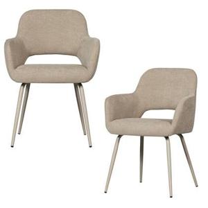 WOOOD Jenny Eetkamerstoelen - Polyester - Naturel - Set van 2