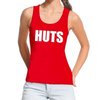 HUTS tekst tanktop / mouwloos shirt rood dames