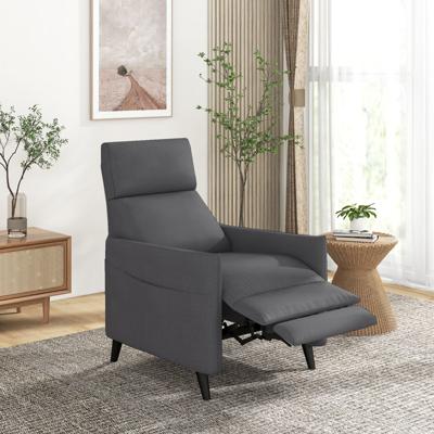 Fauteuil met Ligfunctie & Verstelbare Rugleuning & Voetsteun & 2 Tijdschriftenzakken Donkergrijs