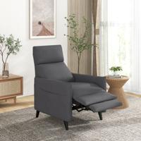 Fauteuil met Ligfunctie & Verstelbare Rugleuning & Voetsteun & 2 Tijdschriftenzakken Donkergrijs