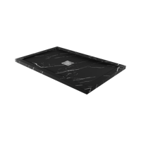 Linie Lido douchebak 120 x 80 cm composietmarmer zwarte marmerlook leisteenstructuur - thumbnail
