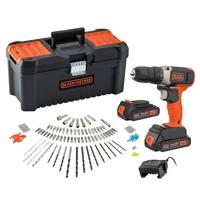 BLACK+DECKER BCD001C2TA-QW Accu Schroefboormachine | 18V | 1.5Ah | Incl. 2 accu&apos;s en lader + 120 accessoires in kluskoffer - BCD001C2TA-QW
